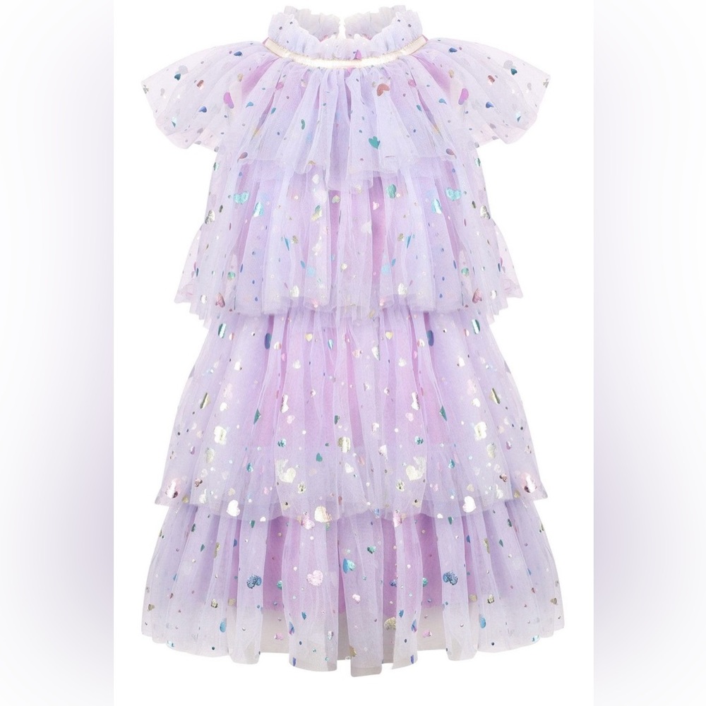 FOIL HEARTS TULLE DRESS
